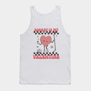 Retro Hockey Valentines Day shirt, Hockey Is My Valentine, Hockey Heart Player Tank Top